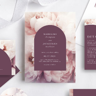 Convite Casamento de Roxos Roxos Clássicos Elegantes