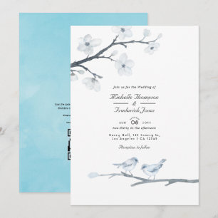 Convite Casamento de RSVP com Código QR de Flores de Cerej