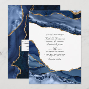 Convite Casamento de RSVP com Código QR de Pedra Ágata Dou