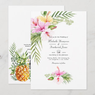 Convite Casamento de RSVP com Código QR Floral Tropical Al