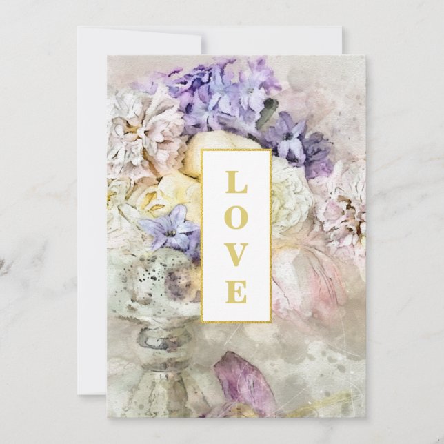 Convite *~Casamento de RSVP de Buquê QR de Flores de Jardi (Frente)