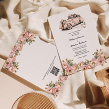 Casamento de RSVP de Código QR de Blush Floral Cor