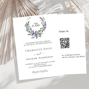 Convite Casamento de RSVP de florais violentos de lavanda