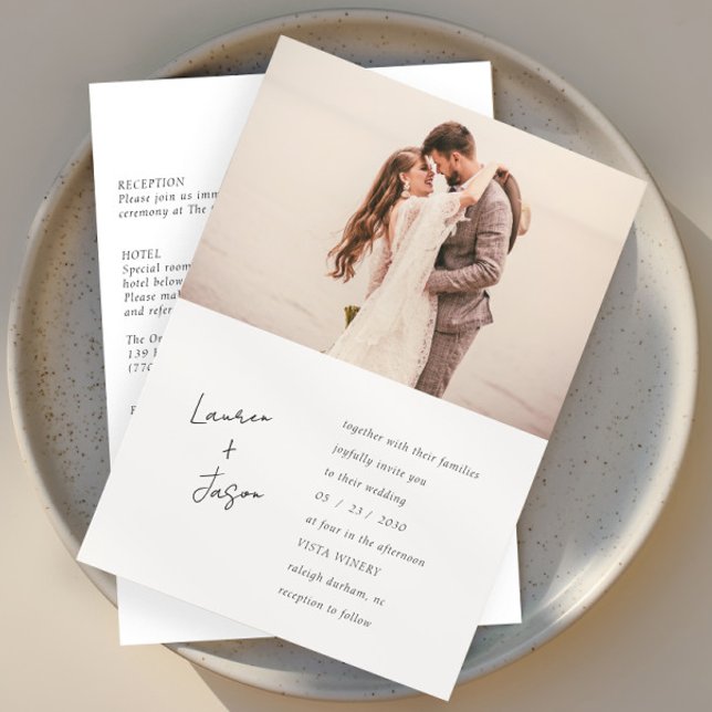 Convite Casamento de RSVP de Fotografias a Preto e Branco  (Criador carregado)