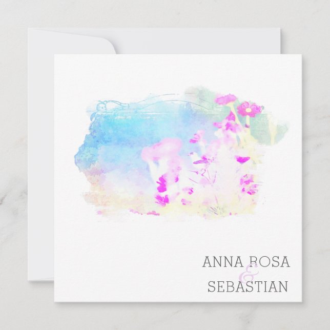 Convite *~* Casamento de RSVP de FOTOS QR PHOTO da Flor de (Frente)