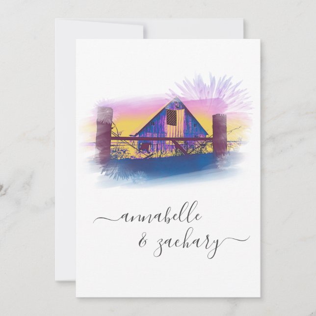 Convite *~* Casamento de RSVP de RSVP de Sinalizador Ameri (Frente)