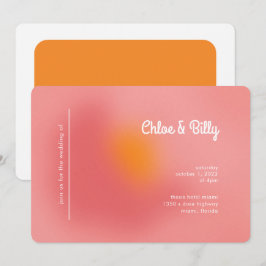 Convite Casamento de RSVP Laranja Cor-de-Rosa Gradiente Mo