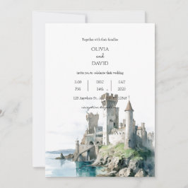 Convite Casamento de Ruínas do Castelo de Beachside Costal