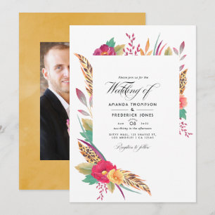 Convite Casamento de Safari Floral em Aquarela Foto