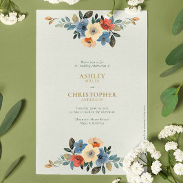 Convite Casamento de Sage All-in-One da Chic Floral Waterc