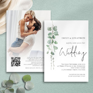 Convite Casamento de Sage com Imagens do Eucalyptus Modern