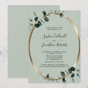 Convite Casamento de Sage do Eucalyptus All in One Website