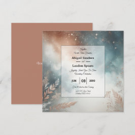 Convite Casamento de Sage e Terracotta Stardust Skies