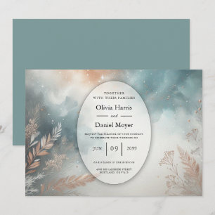 Convite Casamento de Sage e Terracotta Stardust Skies