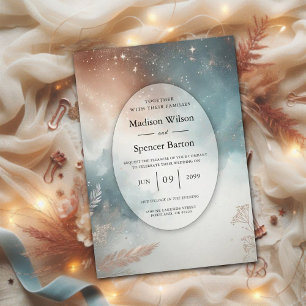 Convite Casamento de Sage e Terracotta Stardust Skies