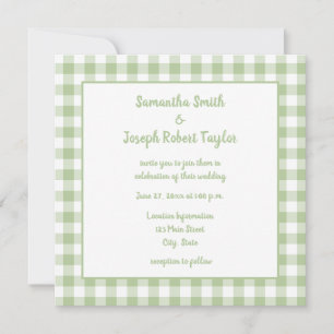 Convite Casamento de Sage Gingham Country