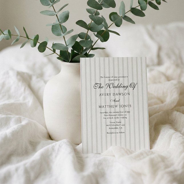 Convite Casamento de Sage Style Club Striped Country (Criador carregado)