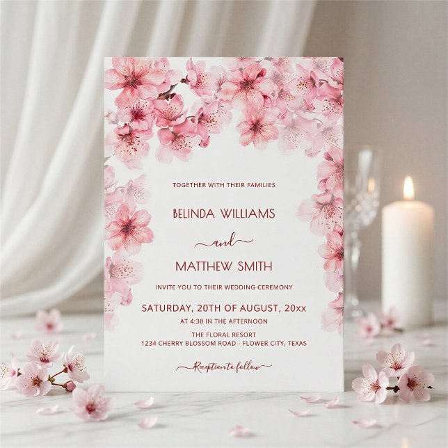 Convite Casamento de Sakura com Aquarela (Criador carregado)
