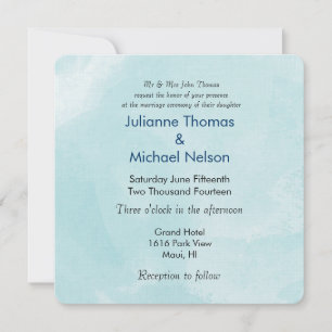 Convite Casamento de Salty Blue Watercolor