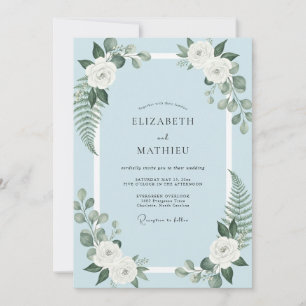 Convite Casamento de Samambaia Azul Pó
