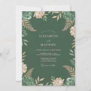 Convite Casamento de Samambaia Creme Sempre-verde