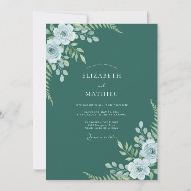 Convite Casamento de Samambaia Verde Esmeralda Luxuriante (Frente)