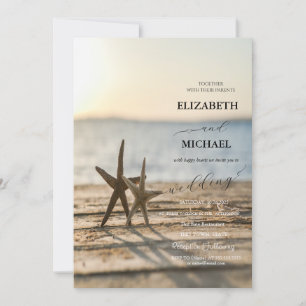 Convite Casamento de Sand Beach Script das estrelas do mar