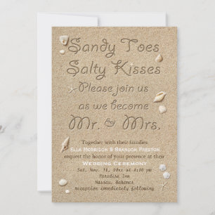 Convite Casamento de Sandy Toes Salty Kisses em White Beac