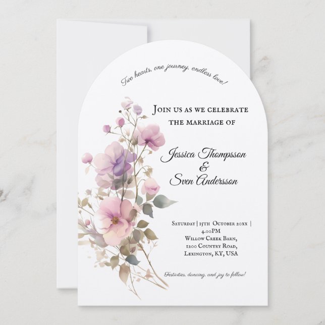 Convite Casamento de Sangue de Couve Romântica Sakura (Frente)