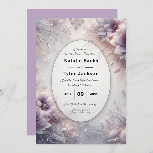 Convite Casamento de Sangue de Inverno de Silver e Soft Am (Frente/Verso)