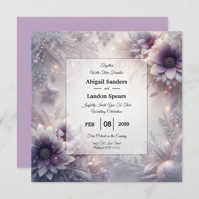 Convite Casamento de Sangue de Inverno de Silver e Soft Am (Frente/Verso)