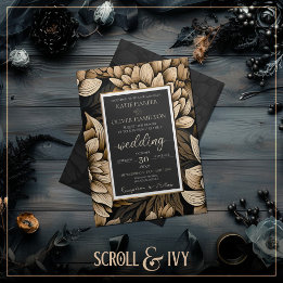 Convite Casamento de Sangue de Seda Dourada e Champagne