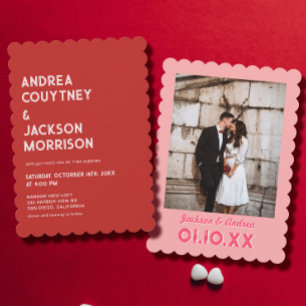 Convite Casamento de São Valentim Vermelho e Rosa