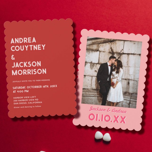 Convite Casamento de São Valentim Vermelho e Rosa (Criador carregado)
