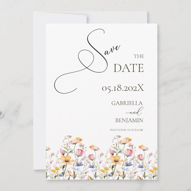 Convite Casamento de Save the Date de Aquarela de Prado de (Frente)