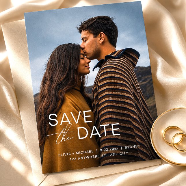 Convite Casamento de Save the Date de Foto Moderna (Modern Photo Save the Date Wedding Invitation, Wedding Announcement, Digital Save the Date)