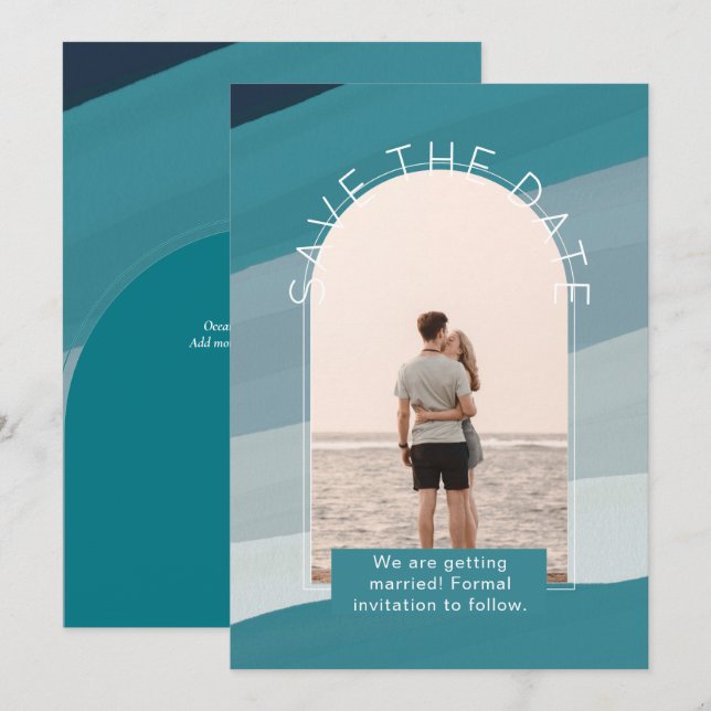 Convite Casamento de Save The Dates de Foto Moderna (Frente/Verso)