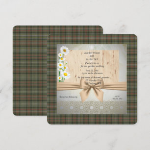 Convite Casamento de Scott Green Weathered Tartan Garden