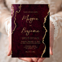 Casamento de Script Agate Vermelho Burgundy