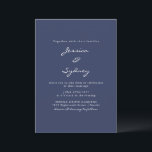 Convite Casamento de Script Azul com Marinho Moderno Minim<br><div class="desc">Convite para Casamento de Script Azul de Marinho Moderno Minimalista</div>