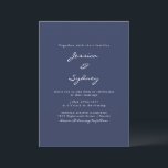 Convite Casamento de Script Azul com Marinho Moderno Minim<br><div class="desc">Convite para Casamento de Script Azul de Marinho Moderno Minimalista</div>