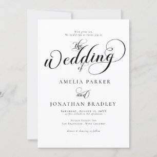 Convite Casamento de Script Black White