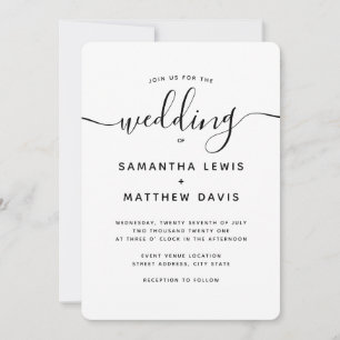 Convite Casamento de Script Bohemian Minimalista