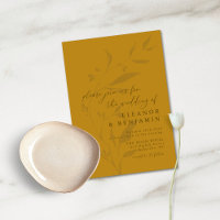 Casamento de Script Boho Amarelo Botânico Minimali