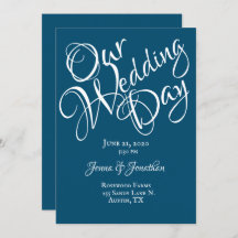 Casamento de Script Branco Azul