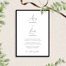Casamento de Script Branco e Preto Elegante Simple