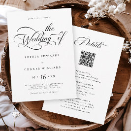 Convite Casamento de Script Charm Elegante Tudo em Um