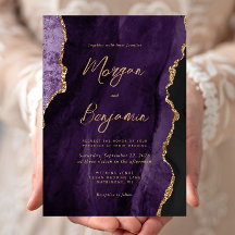 Casamento de Script Chic de Agate Roxo Moderno