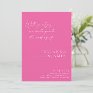 Convite Casamento de Script Chic Minimalista Elegante Rosa