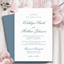 Casamento de Script Clássico Elegante Azul Dusty